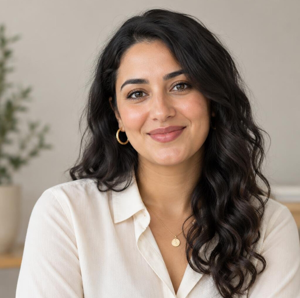 Portrait of a young woman with a warm smile